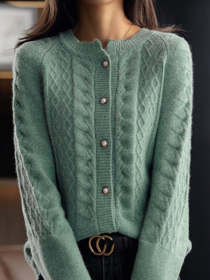 Drune | Strickjacke - Stehkragen Jacquard Strickjacke