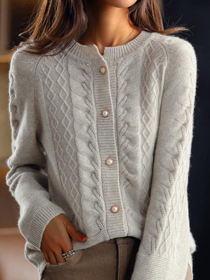 Drune | Strickjacke - Stehkragen Jacquard Strickjacke