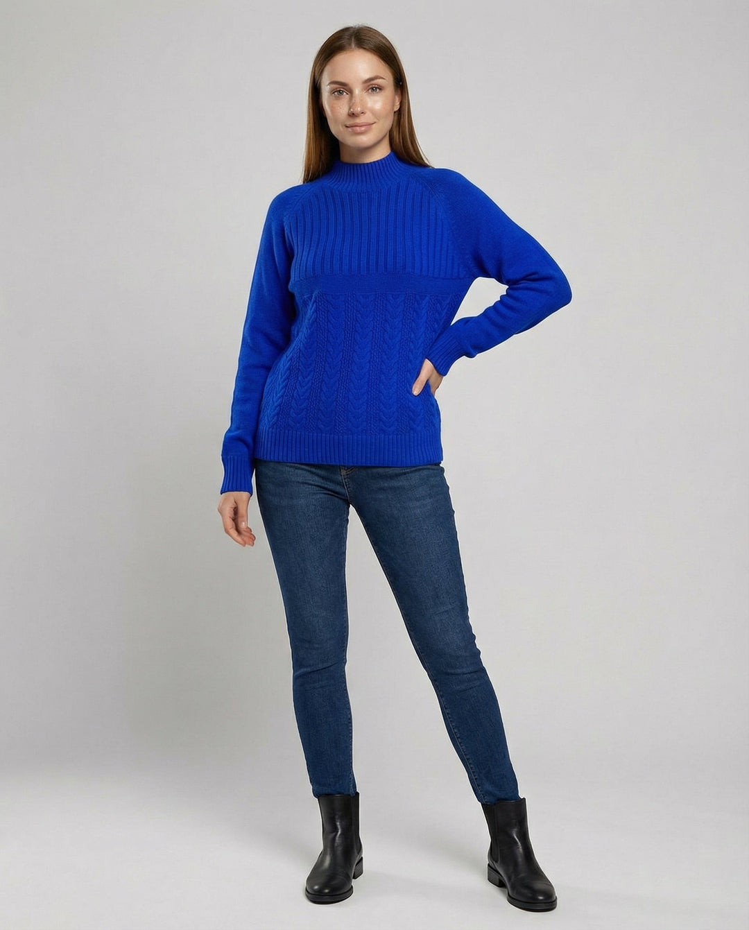 Gerippter Damen Pullover Hoher Kragen | Drune