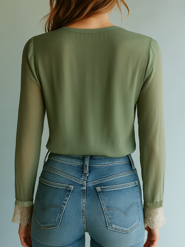 Drune | Boho Bluse Mit Spitze Und Blumenmuster