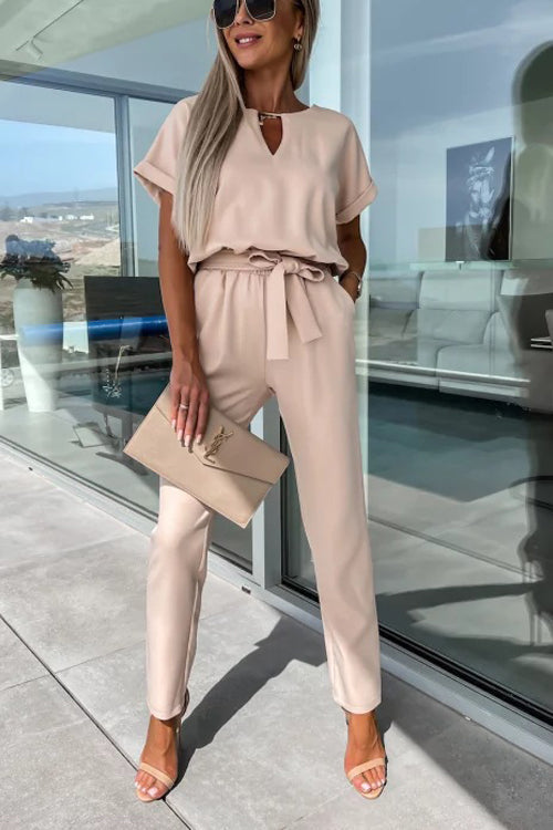 Drune | Eleganter Keyhole Jumpsuit Mit Gürtel Für Damen