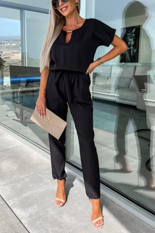 Drune | Eleganter Keyhole Jumpsuit Mit Gürtel Für Damen