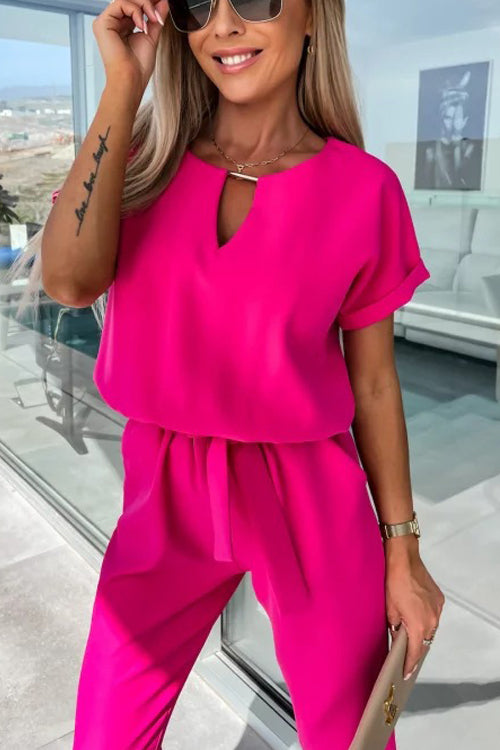 Drune | Eleganter Keyhole Jumpsuit Mit Gürtel Für Damen