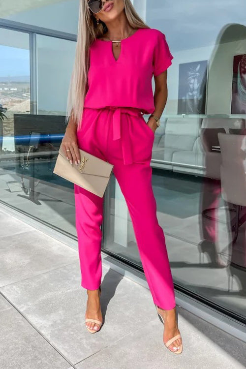 Drune | Eleganter Keyhole Jumpsuit Mit Gürtel Für Damen