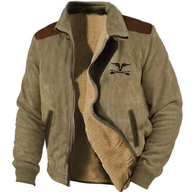 Drune | Grafische Fleece-Herrenjacke mit Reißverschluss Casual und Komfortabel