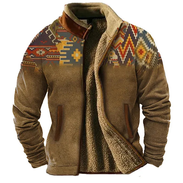 Drune | Grafische Fleece-Herrenjacke mit Reißverschluss Casual und Komfortabel