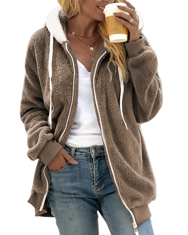Drune | Damen Fleece Hoodie Mit Reißverschluss