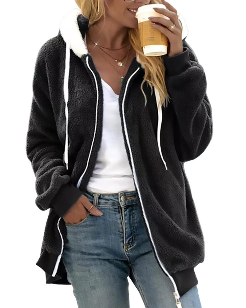 Drune | Damen Fleece Hoodie Mit Reißverschluss