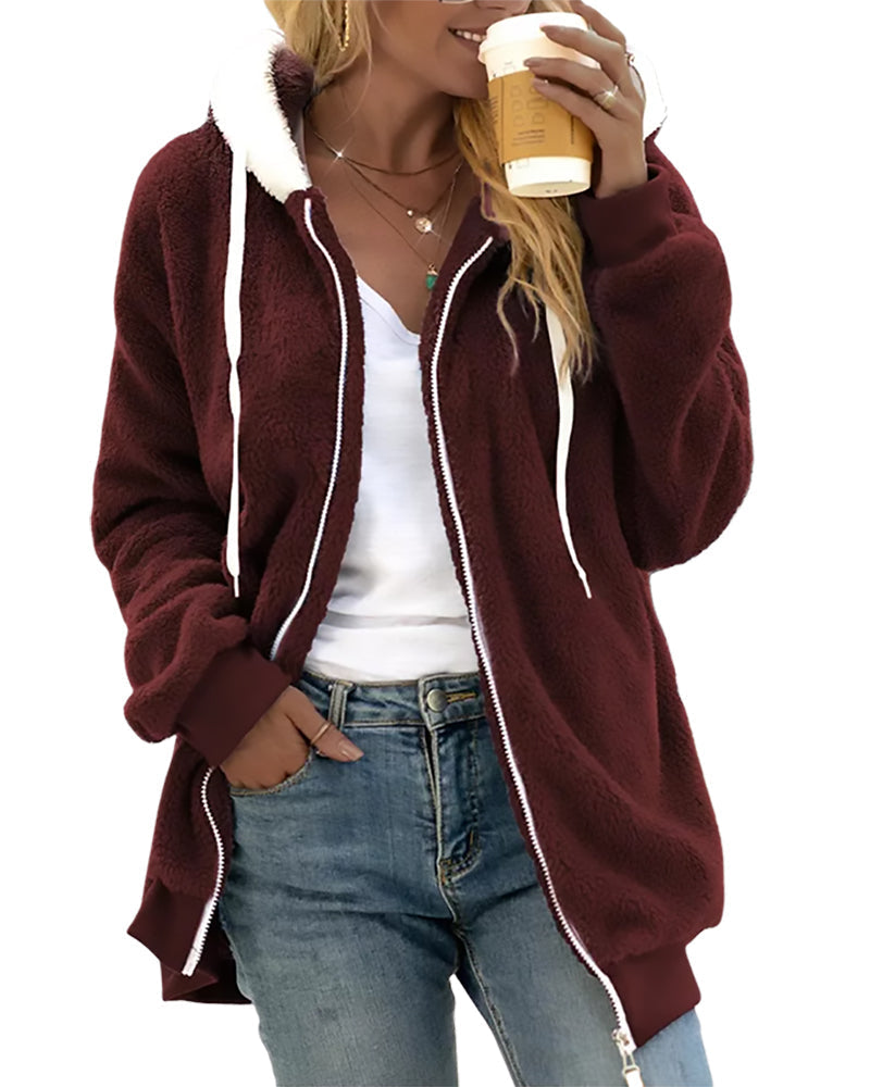 Drune | Damen Fleece Hoodie Mit Reißverschluss