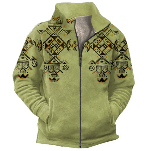 Drune | Grafische Fleece-Herrenjacke mit Reißverschluss Casual und Komfortabel