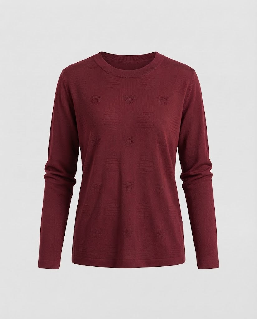 Damen Feiner Rundhals-Feinstrickpullover mit leicht überschnittener Schulter und fließender Silhouette Drune