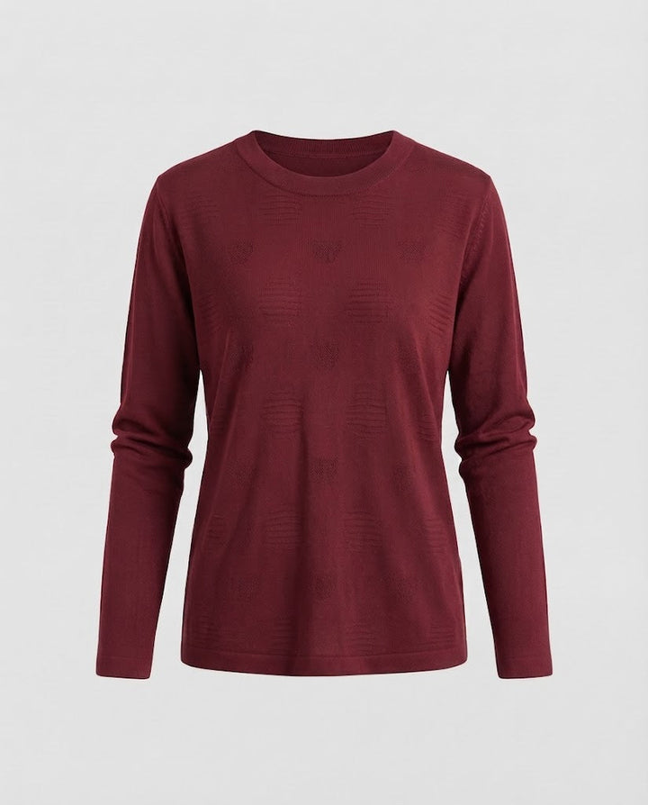 Damen Feiner Rundhals-Feinstrickpullover mit leicht überschnittener Schulter und fließender Silhouette Drune