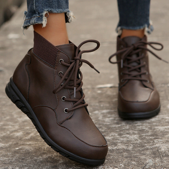 Drune | Damen Schnürstiefel - robuste Stiefeletten mit elastischem Bund und rutschfester Sohle