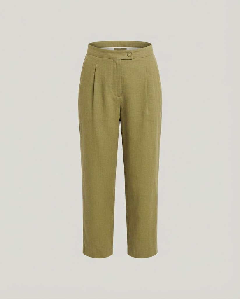 Damen High-Waist Culotte-Hose mit weitem Bein und Bügelfalte Drune