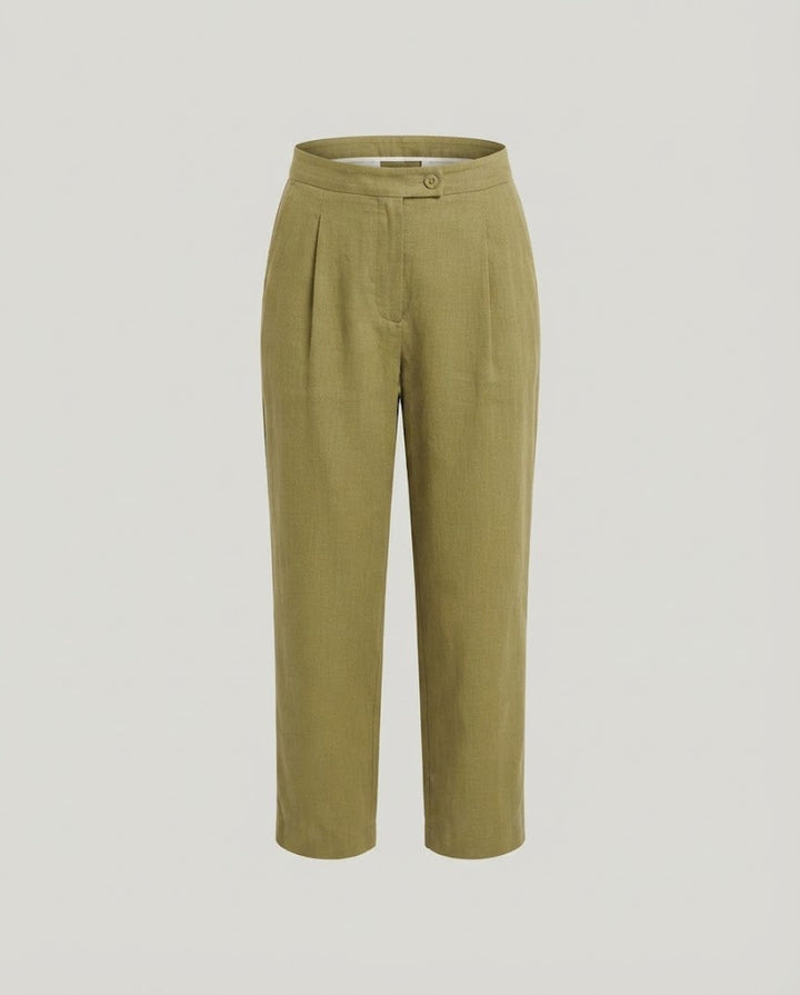 Damen High-Waist Culotte-Hose mit weitem Bein und Bügelfalte Drune