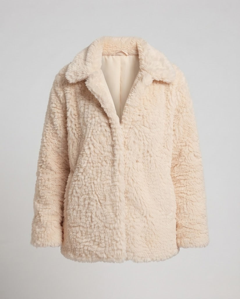 Damen Oversize Kunstfell-Mantel mit Teddy-Finish und warmem Futter Drune