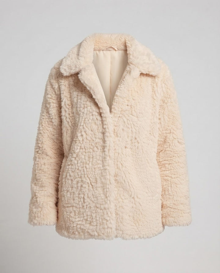 Damen Oversize Kunstfell-Mantel mit Teddy-Finish und warmem Futter Drune