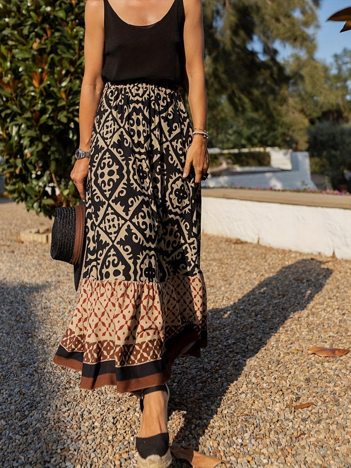Drune | Boho Lange Rock mit Print