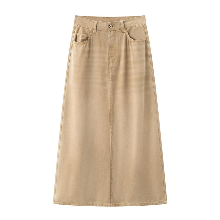 Langer A-Linie Jeansrock Damen Hochbund