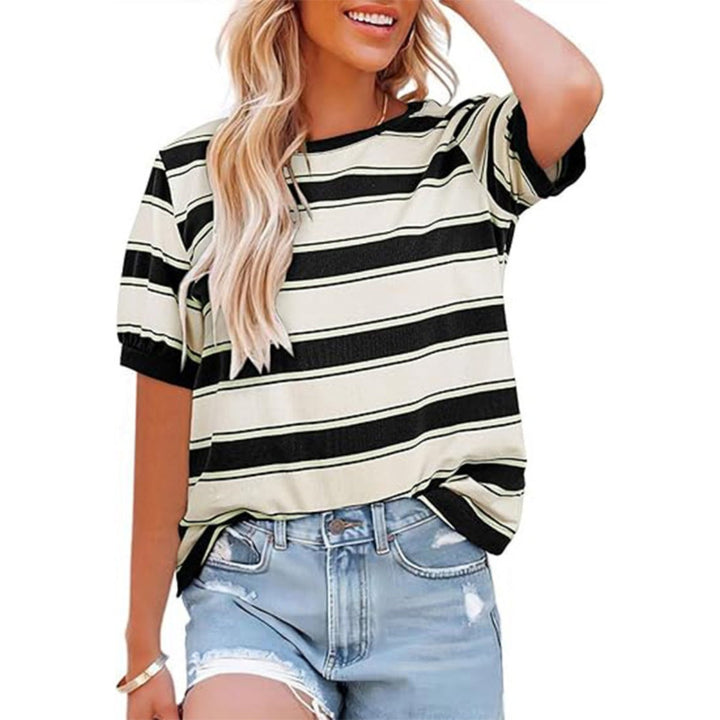 Drune | Gestreiftes T-Shirt mit Rundhalsausschnitt für Damen