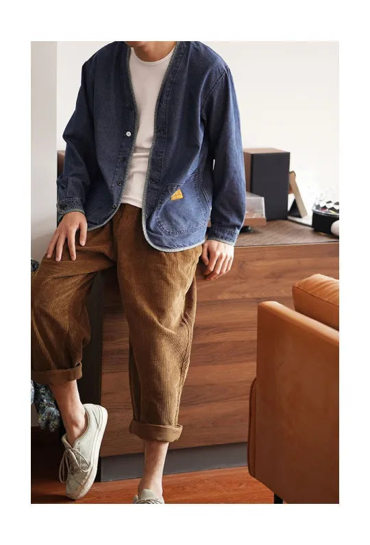 Drune | Herren Jeansjacke mit V-Ausschnitt