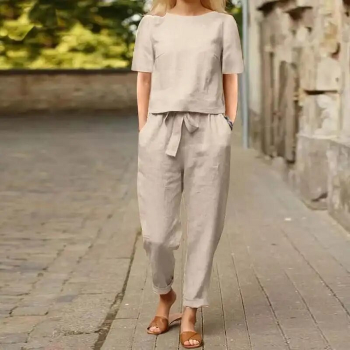 Drune | Elegantes und Bequemes Zweiteiliges Leinen Satz für Damen