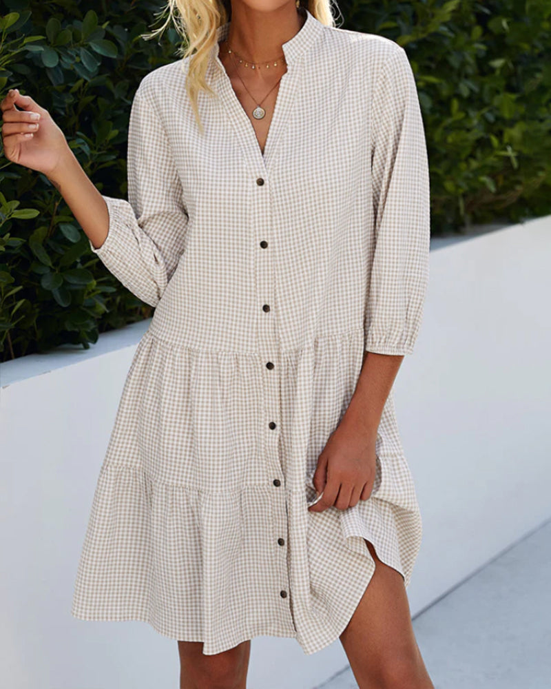 Drune | Kariertes Kleid Mit Stehkragen