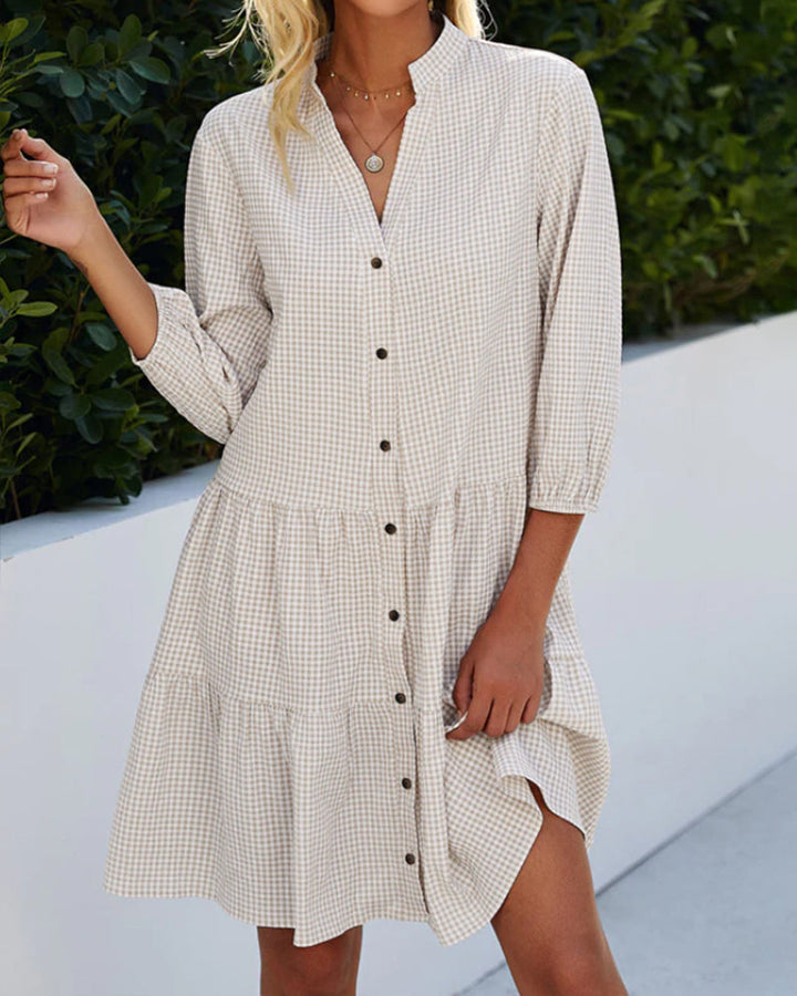 Drune | Kariertes Kleid Mit Stehkragen