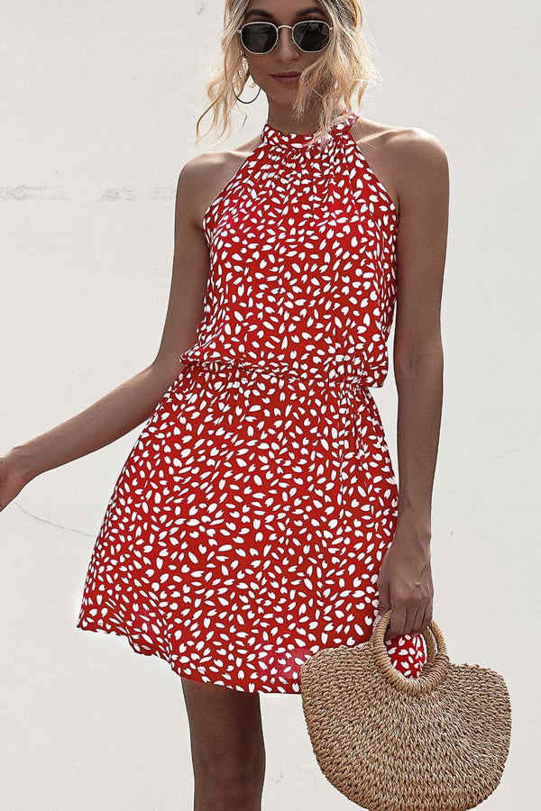 Drune Neckholderkleid mit Polka Dot-Print
