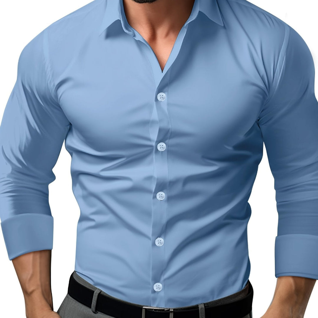 Drune | Slim Fit Einfarbiges Baumwollhemd