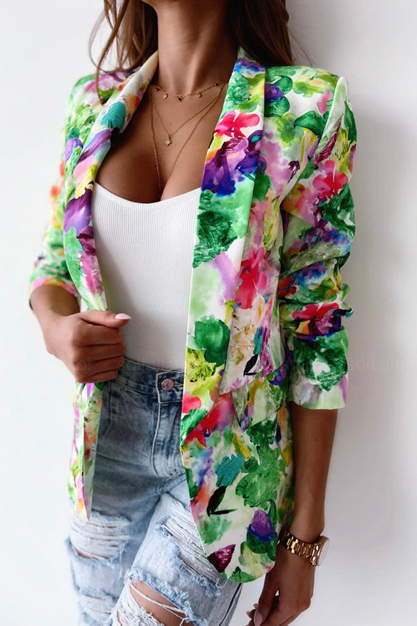 Drune | Freie und Echte Florale Revers Freizeitanzug Blazer
