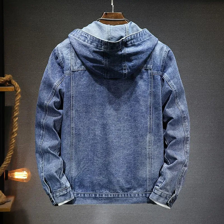 Drune | Langärmelig Kapuze Denim Jacke mit Schaltflächen