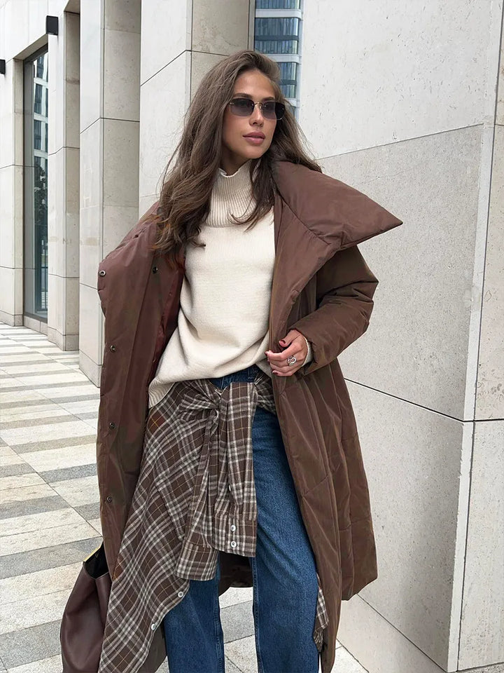 Drune | Langer Wintermantel mit breitem elegantem Kragen