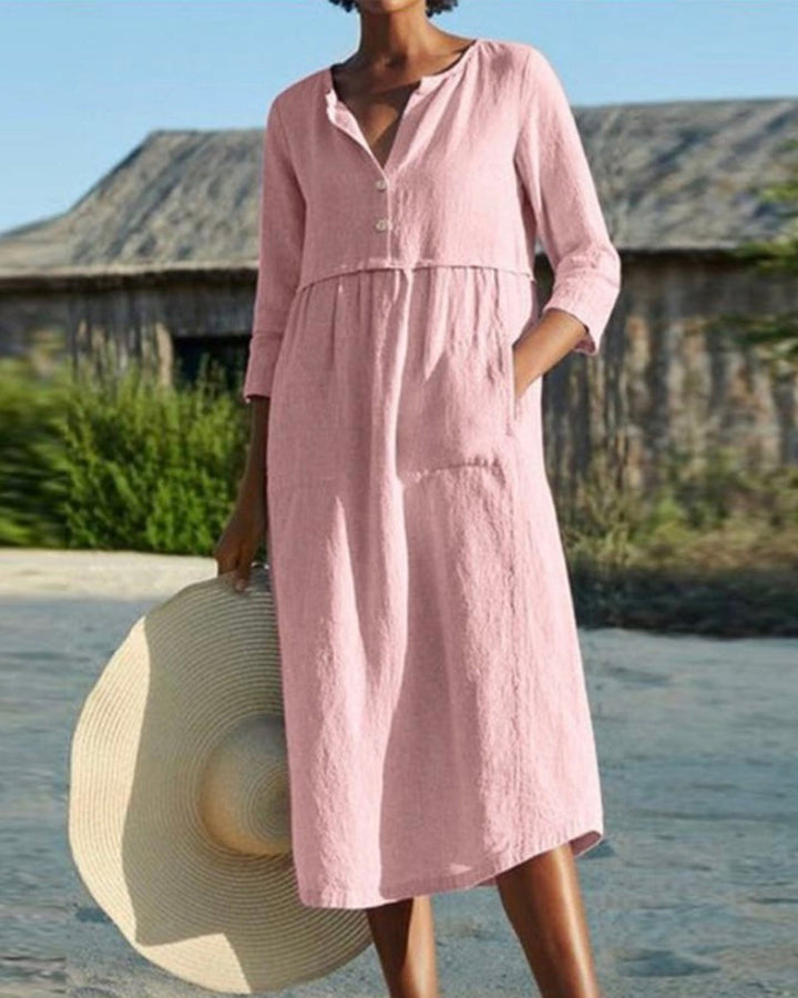 Drune | Sommer Midikleid mit Knöpfen Adela