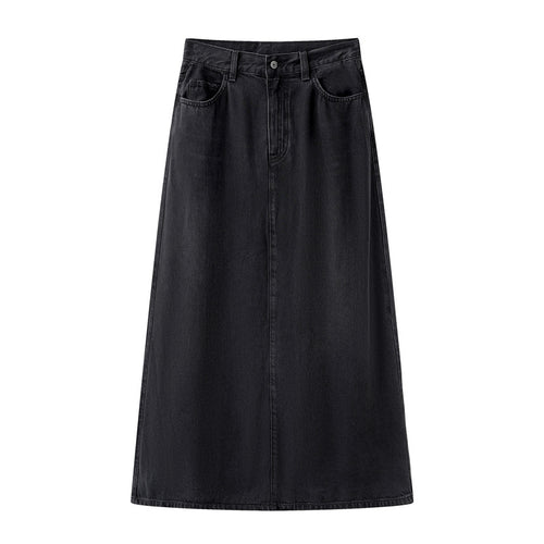 Langer A-Linie Jeansrock Damen Hochbund