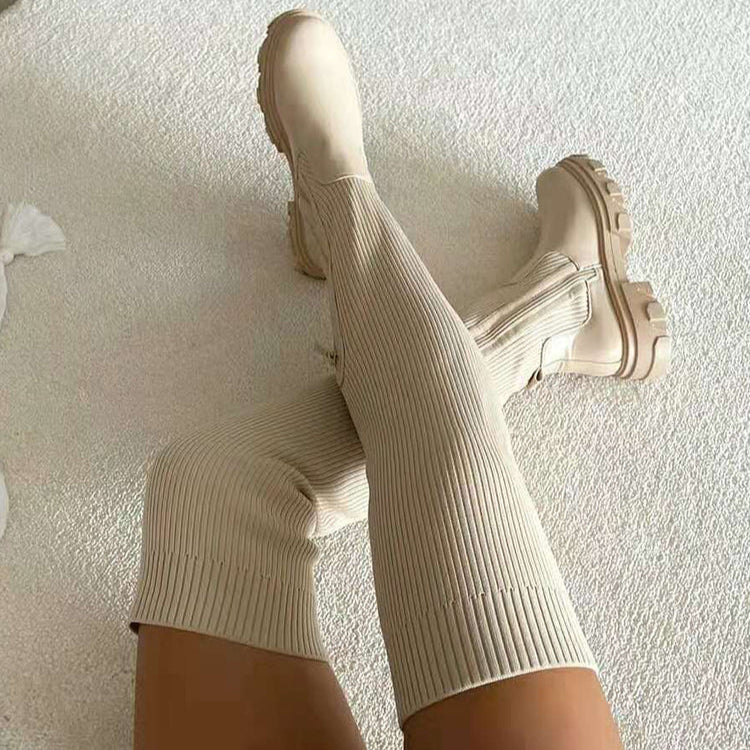Drune | Stilvolle Damen Knielange Stiefel mit Reißverschluss