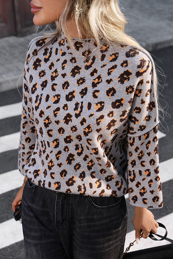 Drune | Strickpullover mit Leopardenmuster und lockerem Rollkragen