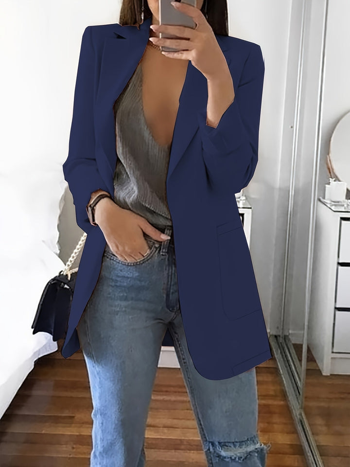 Drune | Eleganter Business-Einfarbiger Lange Blazer mit Reversideal für alle Jahreszeiten