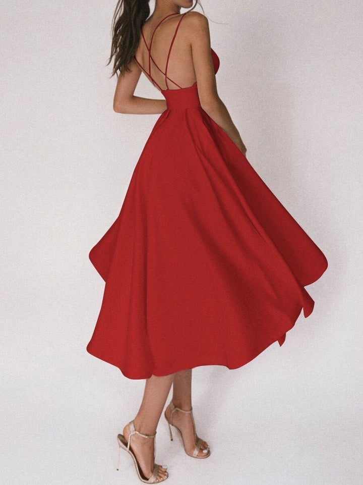 Drune | Elegantes Midi Kleid Mit Trägern Für Damen