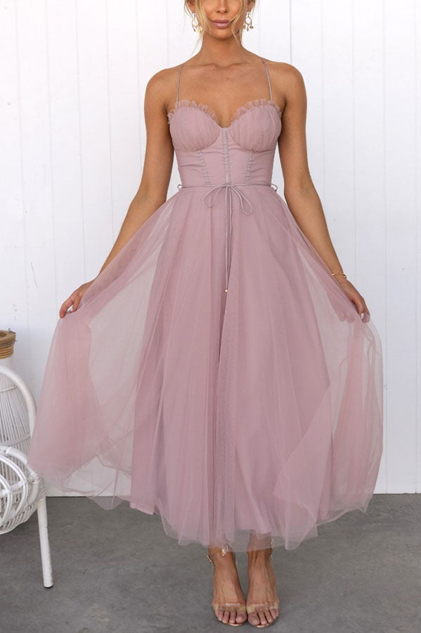 Drune | Maxi Kleid Elegantes Fließendes Design V-Ausschnitt Ärmellos Leichtes Gewebe