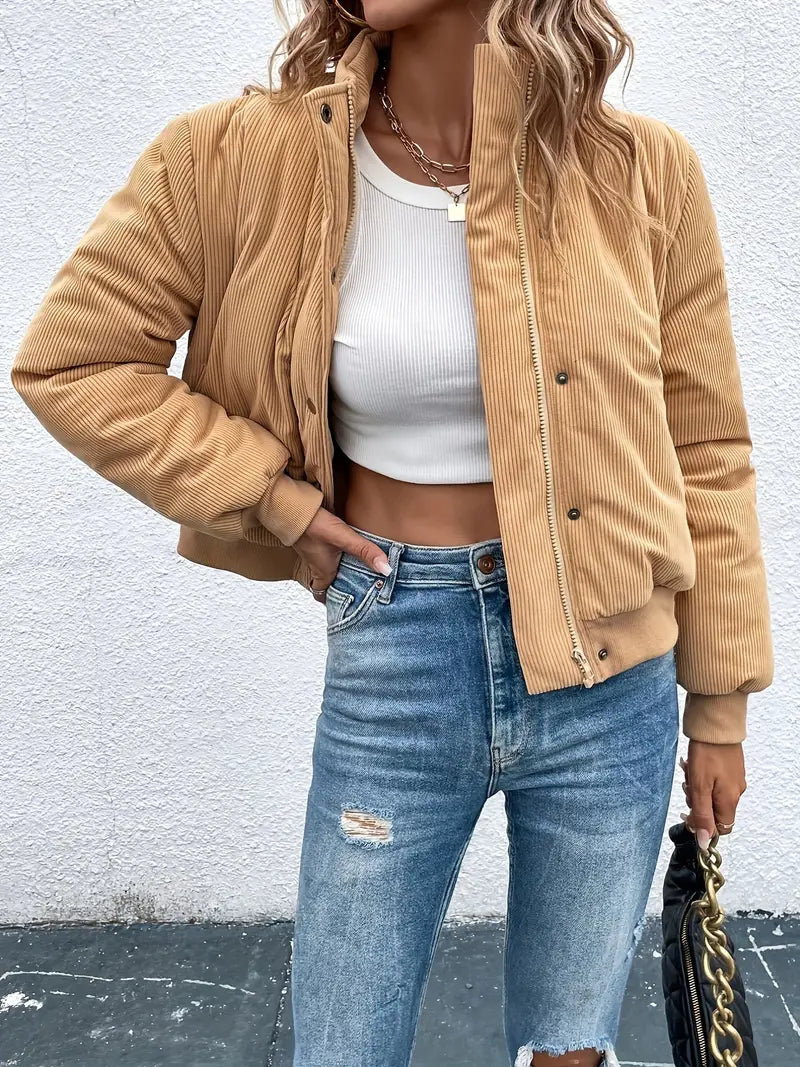 Drune | Cordjacke mit Reißverschluss und Knopfverschluss