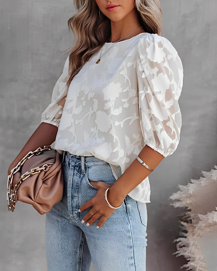 Drune | Elegante Damen Blumenbluse mit Puffärmeln