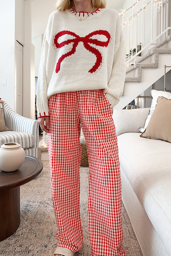 Drune | Weihnachtsbogen Kontrastfarbe Eingeschlossen Kante Langarm Gestrickter Pullover