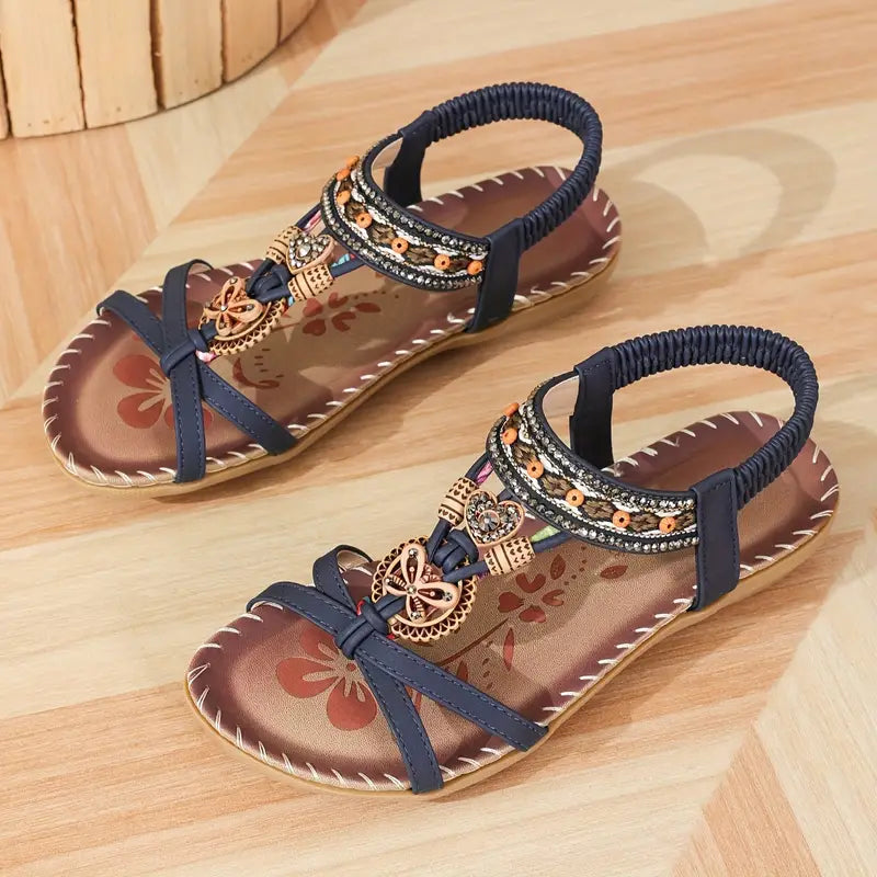 Drune | Elegante Orthopädische Sandalen Schmetterling Strass