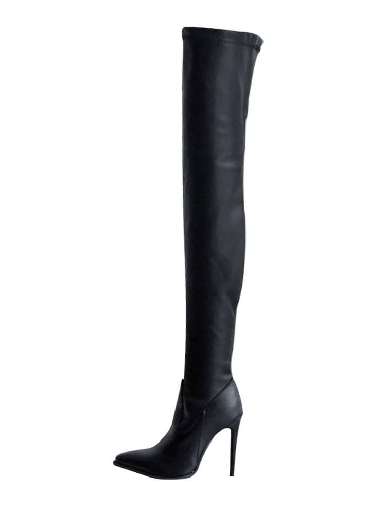 Drune | Overknee Stiefel Blockabsatz Runde Spitze Reißverschluss Lug Sohle