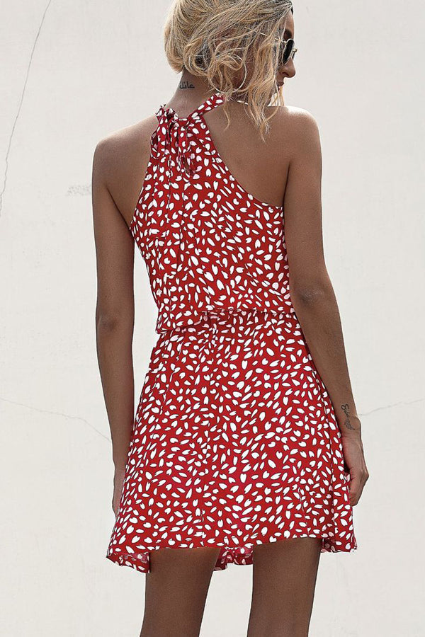 Drune Neckholderkleid mit Polka Dot-Print