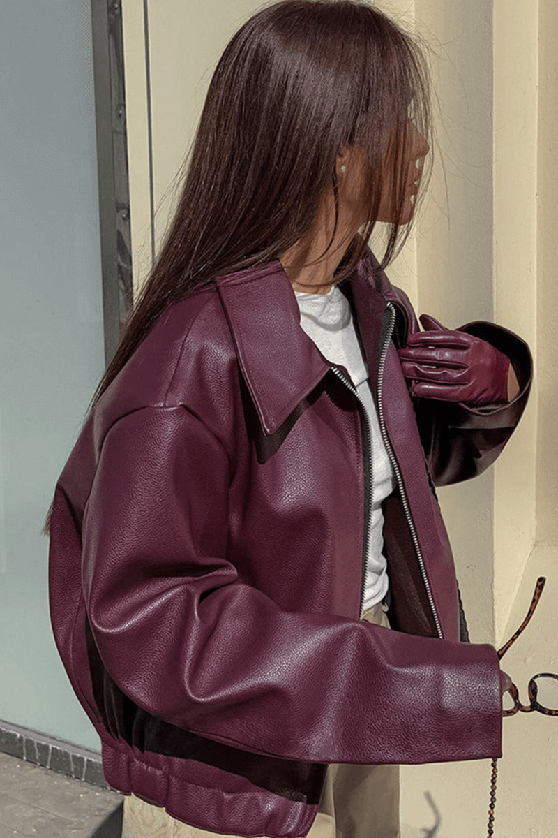 Drune | Kurze Kunstlederjacke
