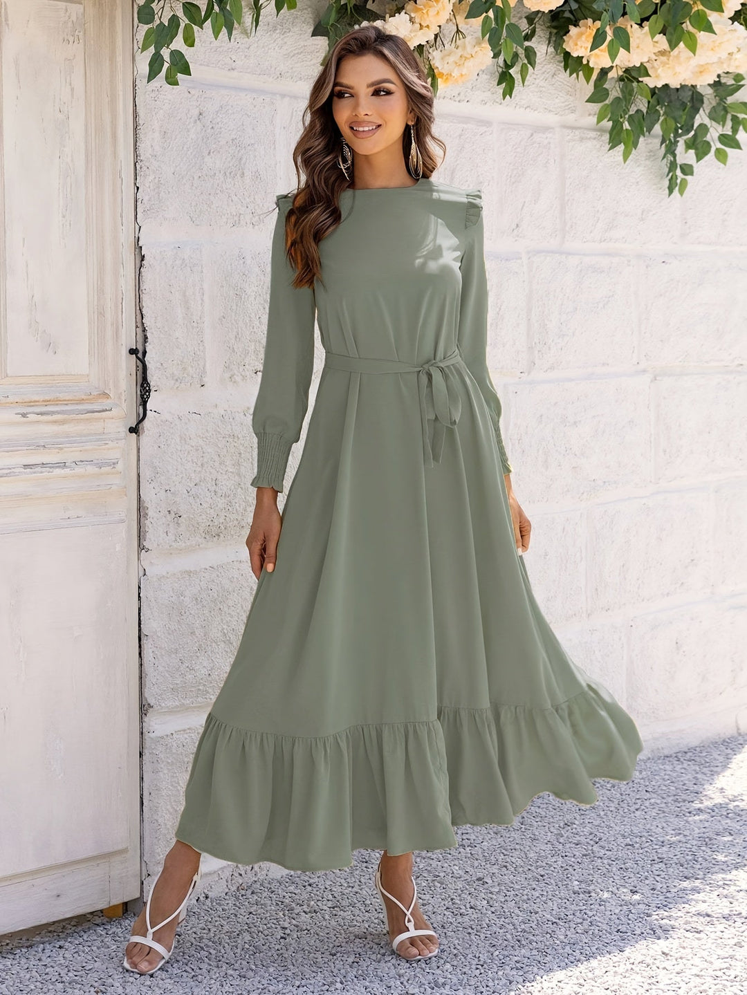 Maxikleid mit Bindegürtel - Leila