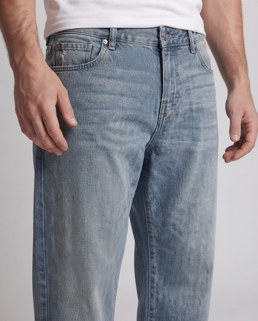 Herren Lässige Weitgeschnittene Denim-Hose Drune