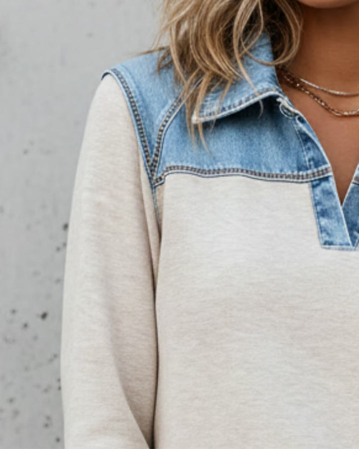 Drune | Modisch Revers Colorblock Genaht